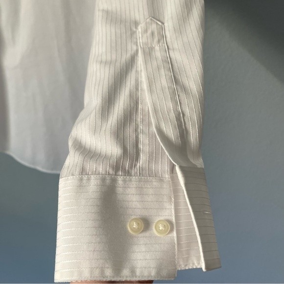 Van Heusen Wrinkle Free White Long Sleeve Button Front Shirt 15.5 32/33 - Picture 7 of 8